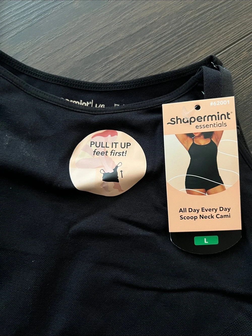 Shapermint All Day Every Day Scoop Neck Cami, Black, Size: Large